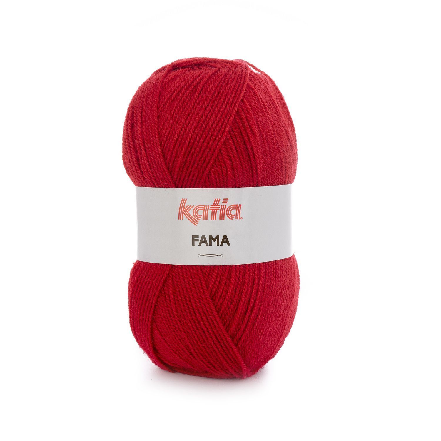 Ovillo lana katia fama color liso rojo ganchillo dos agujas crochet