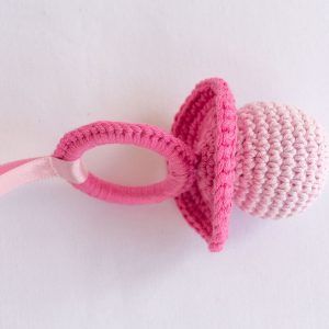Chupetes de ganchillo con lazo - Rosa fucsia