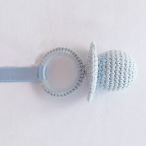 Chupetes de ganchillo con lazo - Azul celeste claro